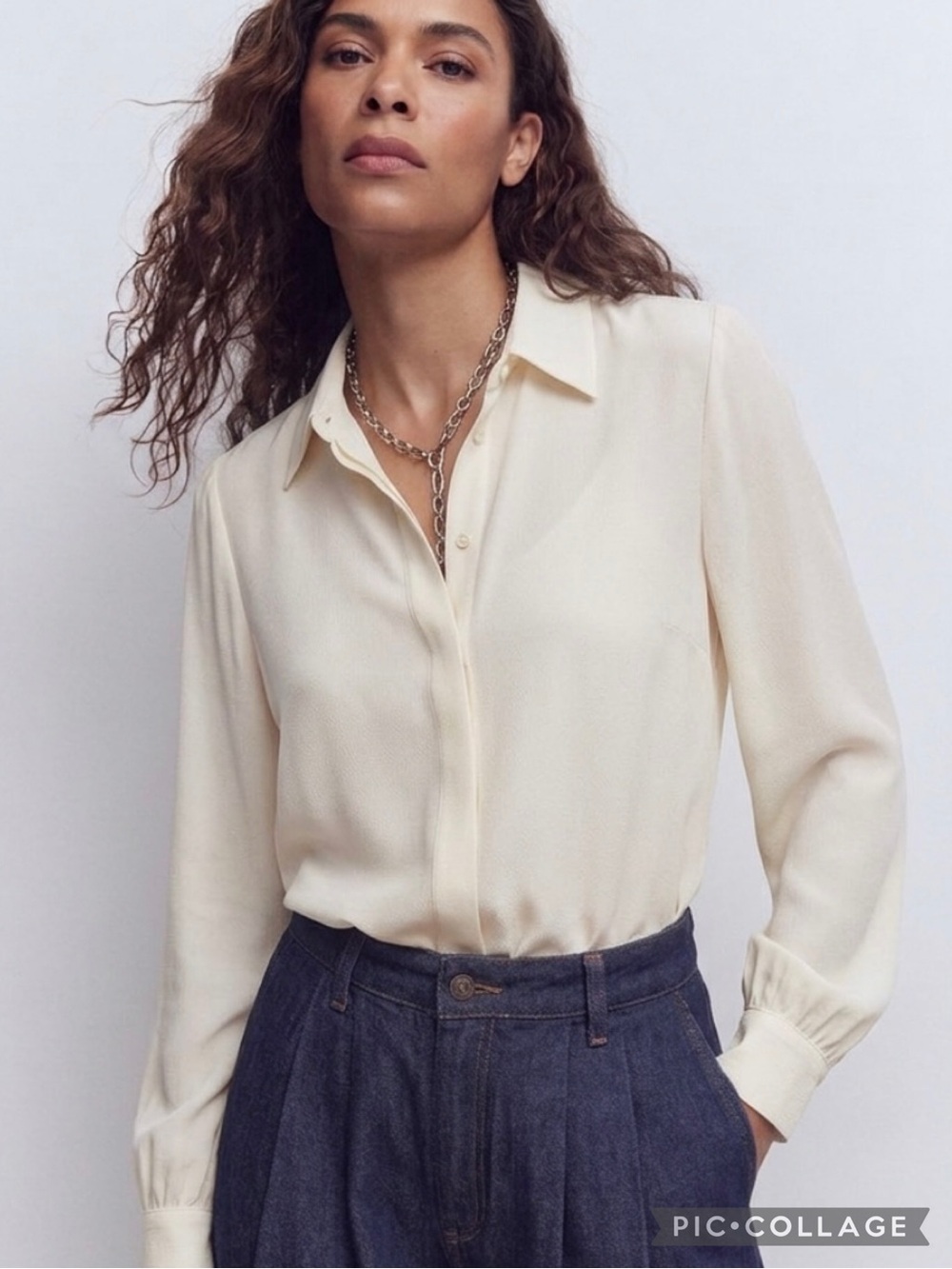 Talbots Ivory Long Sleeve Placket Front Semi Sheer Top NWOT 1X Quiet Luxury